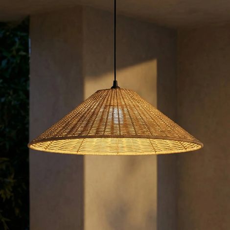 [GEBRAUCHT] B-Ware Lucande Außenlampe Außenleuchte Hängelampe Taniola Holz Schwarz Rattan Eisen