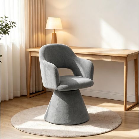 Sedia da pranzo girevole 60,5 x 43 x 80,5 cm in lino grigio - CHICFURN (1/5)
