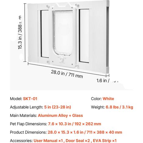 Puerta para gatos, cierre de 4 vías, ajuste regulable, color blanco S (1/2)