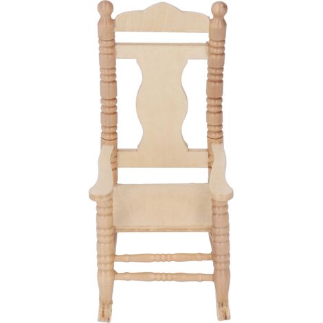 Fauteuil à bascule miniature rétro en bois pour maison de poupée à l'échelle 1:12, modèle de meuble, accessoire décoratif. (1/5)