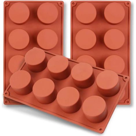 Moule en silicone cylindrique à 8 cavités, lot de 2 moules cylindriques