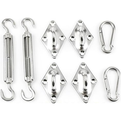 Kit Quincaillerie Voile D Ombrage - Acier Inoxydable 304 - Installation Mur Arbre Poteau - Ensemble Complet 12 Pieces (1/5)