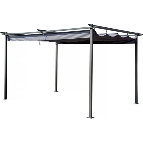 Pérgola con techo retráctil - 3 x 4 m - Gris