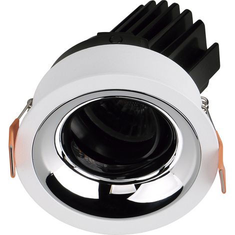Plafonnier encastré tilt VIP1 Round Convex Dali LED COB 10.10W 923lm(652lm) CRI97 2700K 28º Blanc Chromé