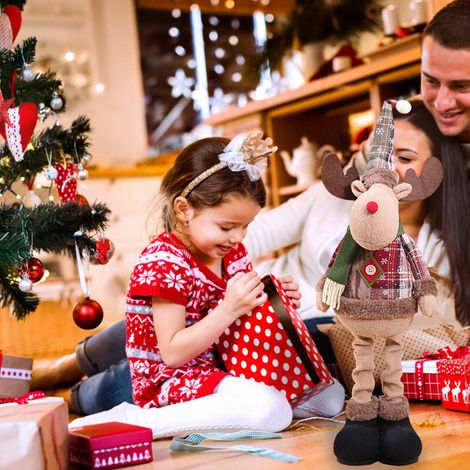 Père Noël en Peluche Debout avec Jambes Extensibles - Décoration de Noël en Peluche Jouet Rempli pour Sapin