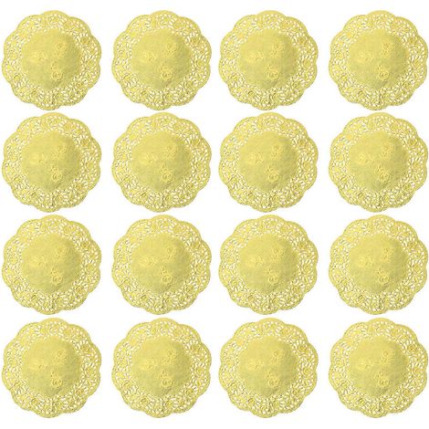 100 napperons en dentelle absorbant l'huile de 8,9 cm (3,5 pouces), doublures jetables pour boîtes à gâteaux, papier d'emballage rond (1/5)