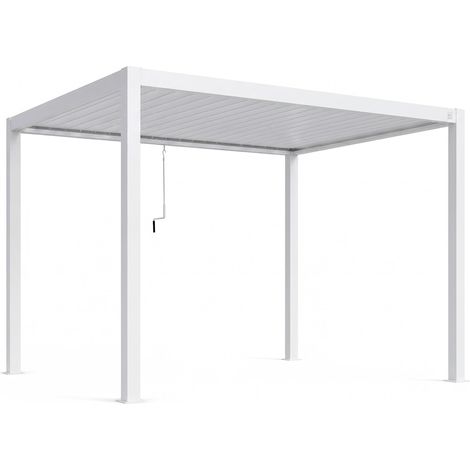 Gazebo Pergola Bioclimatica 3X4 Metri Con Sistema Di Drenaggio E Tetto A Lamelle Orientabili Struttura In Alluminio E Acciaio Resistente Ai Raggi UV Per Giardino Terrazza E Piscina Bianco Opaco (1/5)