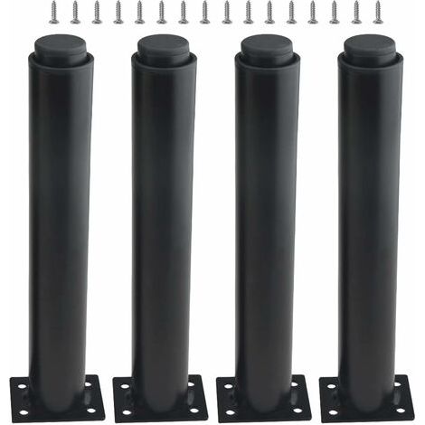 LaBlanc - (25-42 cm, Nero) Set di 4 gambe regolabili in metallo per mobili, tavoli, letti, divani