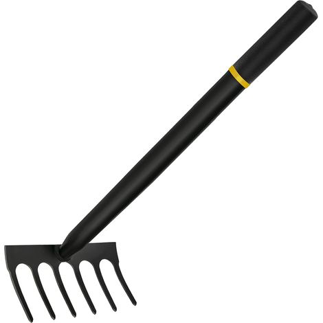 Rateaux de jardin en acier au carbone robuste avec poignée en caoutchouc, rateaux pour outils de jardinage (1/4)