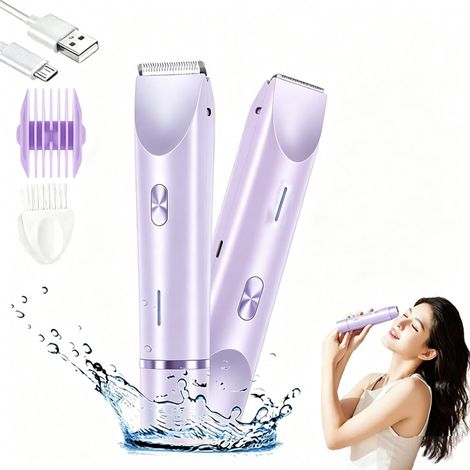 Epilierer – 1 Stück – USB-aufladbar – Körperhaartrimmer für Frauen – 3-in-1 Multifunktionsrasierer – Präzisionstrimmer – Elektrischer Rasierer und Trimmer in einem – Epilation für Frauen – Lila (1/5)
