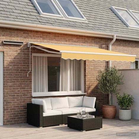 Store banne rétractable électrique avec semi-coffre pour terrasse et jardin Sable 3,5 x 2,5 m - PANGIVO (1/4)