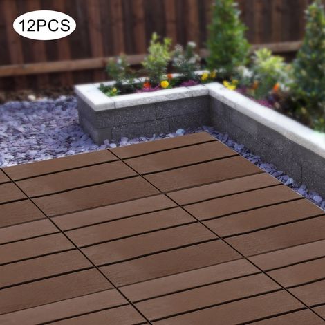 Balkonboden 12er Pack ineinandergreifende Terrassenfliesen 12x12 Zoll, wasserdicht, wetterfest, USA