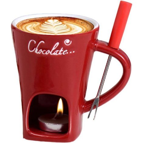 Tasse À Fondue Au Chocolat - 200 ML Mug Fondue Chocolat Appareil A Fondue Chocolat Bougie Mug Fondue Chocolat avec Fourchettes (1/5)