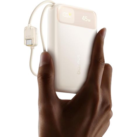 FC11 Power Bank 45 W 20 000 mAh Chargeur Portable avec Double câble intégré, Petite Banque d'alimentation CCC avec écran Intelligent, câble rétractable, Batterie pour 17/16, iPad (1/5)