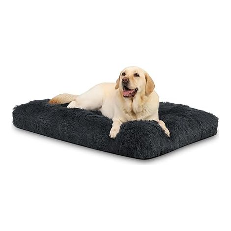 Panier pour Chien Grande Taille, XXL, 122x74cm, Coussin Chien Lavable, Tissu Peluche Doux, Base antidérapante, Tapis Matelas Lit, Gris Foncé Lit pour chien en peluche douce gris pour grands chiens, d (1/5)