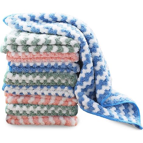 9 Pièces Chiffon de Nettoyage en Microfibre Super Absorbant Cuisine Chiffon de Nettoyage Ménage Lingettes Lavables en Microfibre Cuisine Maison Salle de Bains Bureau Couleur 25cm (1/2)