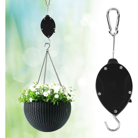 Poulies pour plantes suspendues très résistantes, ensemble de poulies rétractables à crochet de suspension réglable, crochet de suspension réglable, crochets de pot de fleurs de jardin, paniers de (1/5)