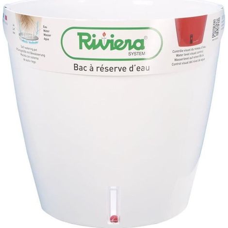 RIVIERA Contenedor con reserva de agua - Redondo - Ø 36 x H 33 cm - Blanco