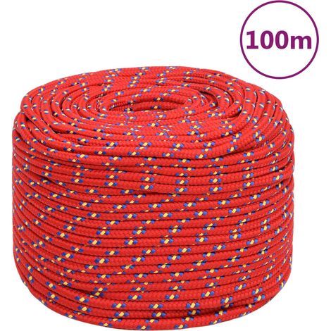 Corde marine en polypropylène tressé rouge 10 mm x 100 m pour amarrage et voile - PANGIVO (1/5)