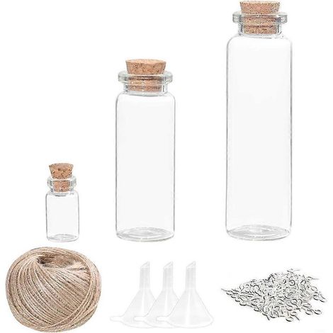 Mini-Glasflaschen-Set mit weichem Holzkolben, Seiltrichter und leeren Gläsern