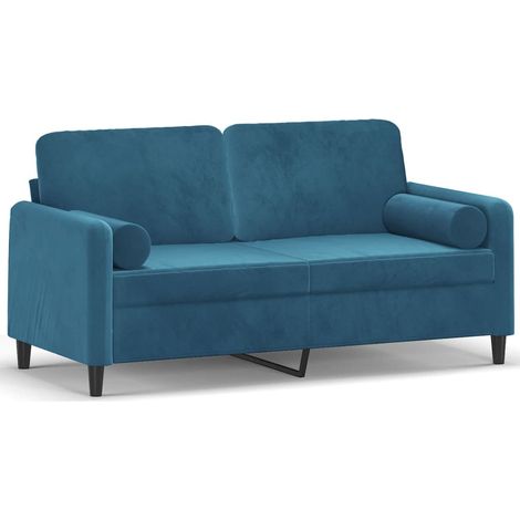 Canapé 2 places,Sofa pour Salon,Banquette avec oreillers décoratifs bleu 140 cm velours CFW397929