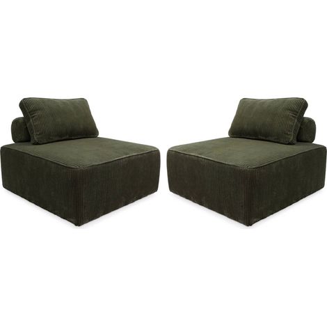 sweeek - 2er-Set Sofa-Modul-Sessel mit Cordbezug , Cord, Dunkelgrün (1/5)