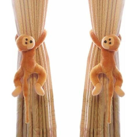 1 Pair of Curtain Tieback Hooks Monkey Curtain Clips Rope Animal Curtain Accessories Holder Decorative Curtain Holdback for Kids Room Living Room Home Office Window (1/5)