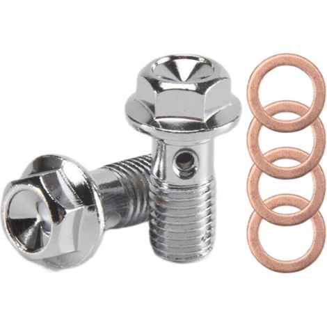Tornillos banjo M10 x 1.25 de acero inoxidable para motocicleta, cilindro maestro, manguera de freno, tornillo de pinza de embrague hidráulico (1/4)