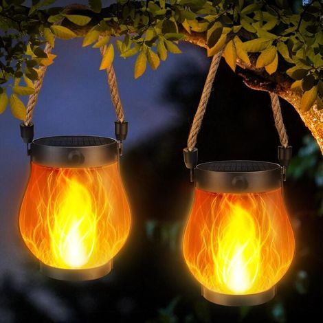 2er-Pack Solar-Laternen, mit 2 Modi: Dual-USB- und Solarladung, wasserdichte Hängelaterne für den Außenbereich, ideal für Halloween- und Partydekoration (Warmweiß) (1/4)