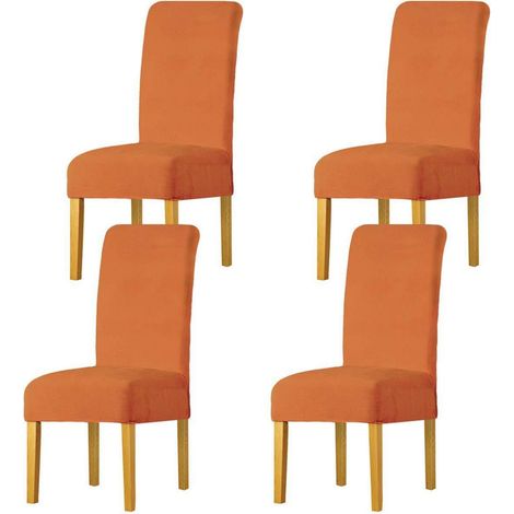 Stuhlbezüge für Esszimmerstühle, 4er-Set, orange, Größe M (1/5)