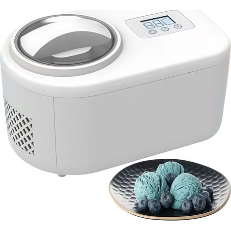 Machine à Glace avec Compresseur 100W, 1L, Bac Amovible, Préparateur de Glace, Yaourt Glacé, Sorbet – Fonctionnement Automatique (1/5)