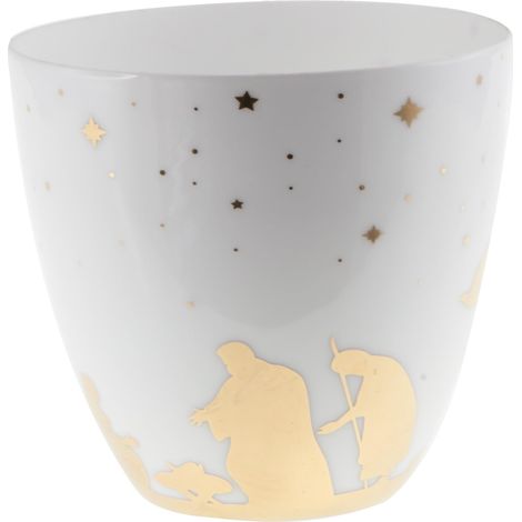 Porte-photophore en Porcelaine Ø 9,2 cm H 9,8 cm - Décoration sur Le thème de Noël (1/3)