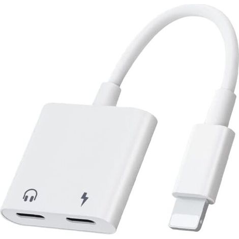 4 en 1 Adaptateur Casque pour iPhone, [certifié Apple Mfi] Répartiteur iPhone à Deux Ports Lightning Musique Charge Appel Contrôle de Fil Convertisseur d'écouteurs Compatible avec iPhone 13/12/11/X/8