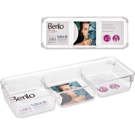 Berilo Organizer per Trucco Trasparente Elegante e Minimalista