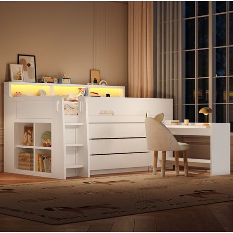 Letto a soppalco con scrivania e cassetti 90x200 cm OKMYHOME (1/5)