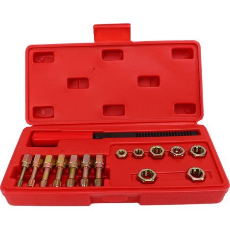 15-piece metric tap and die set, carbon steel, thread repair and rethreading kit (1/5)
