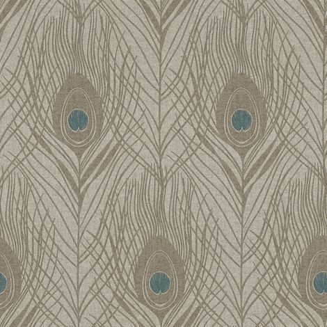 Papier peint animaux plume pour salon Tapisserie motif bleu marron gris Papier peint intissé moderne oiseau pour chambre (1/4)