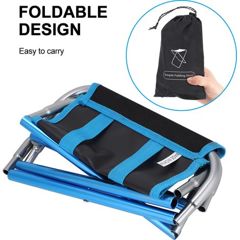 Chaise de pêche d'extérieur légère, portable et pliable, siège de pique-nique pliable avec sac (noir) (1/5)