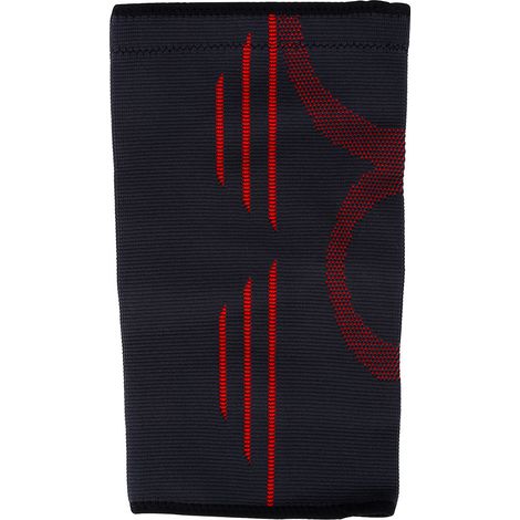 Bande de soutien élastique sportive pour genou, protège-genou volleyball football noir rouge, manchon bandage ajustable. (1/5)