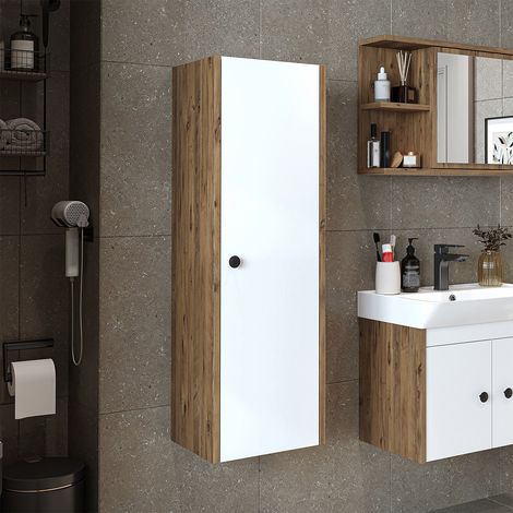 Roomart ADA Seitenschrank Bad 35 cm breit, Weiß-Eiche (1/5)