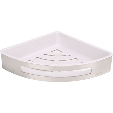 Étagère d'angle salle de bain argent inox robuste cadre acier structure ABS étagère coin pour camping-car bateau (1/5)