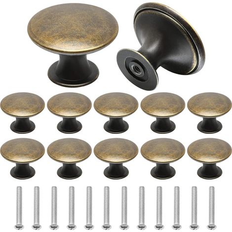 Lot de 12 Boutons de Meuble Bronze, Bouton de Porte Vintage pour Placard, Poignee de Meuble avec Vis pour Cuisine, Armoire, Placard (1/5)