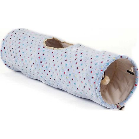 Beige - Cuccia Tunnel in morbido pellicciotto con pallina e crackle per cani e gatti