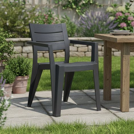 Dmora - Juego de 6 sillas de Jardín Tregnago, Silla de jardin, Asiento exterior multiusos, Banco de jardín, 62x59 h79 cm, Antracita (1/5)