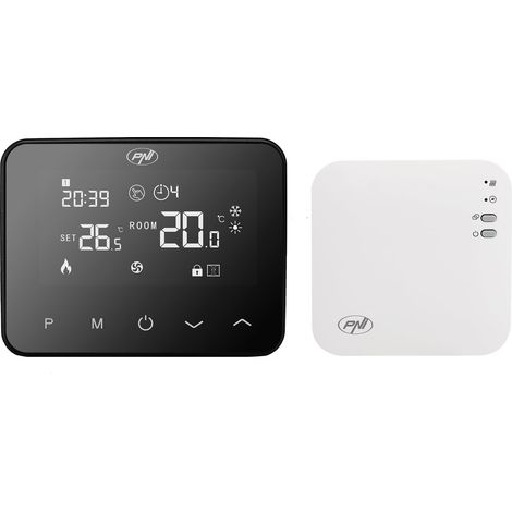 PNI CT40 PRO Termostato senza fili, con WiFi, per sistemi di riscaldamento, 4 programmi giornalieri, manuale, modalità economica, controllo tramite Tuya Smart, ABS, bianco (1/5)