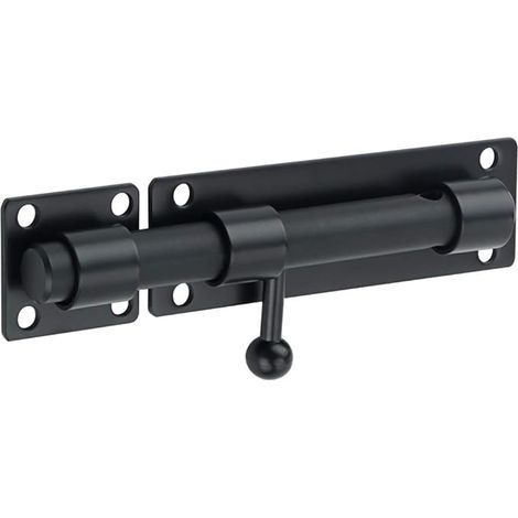Loquet de Porte à Boulon (Cadenas Non Compris)Coulissant Verrou de Porte à Barillet Serrure de Porte Extérieur avec Trou pour Cadenas, Noir Mat en Aci (1/5)