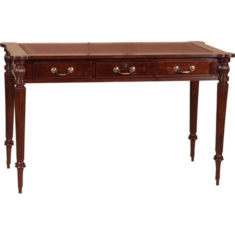 Vintage desk 126x75x65 cm Wooden desk and leather top Antique desk Classic desks Table with drawers Walnut finish (1/5)