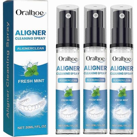 Spray nettoyant 3X - Spray nettoyant à la menthe pour appareils de contention, mousse blanchissante et rafraîchissante multi-usages pour aligneurs, appareils de contention et protège-dents, 30 ml (1/5)