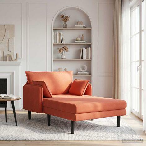 vidaXL Chaise longue de gran tamaño Rojo Naranja Tela de pana (1/5)