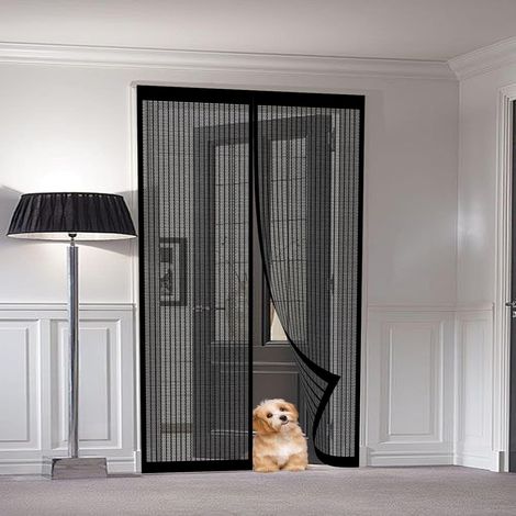 Moustiquaire Porte Fenetre 104 x 190 cm Moustiquaire Porte Magnétique Différentes Tailles Rideau Anti Moustique Installation Facile Sans Outils pour Cave, Terrasse, Noir (1/5)